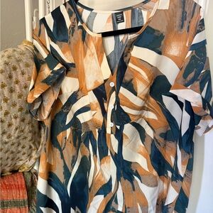 SHEIN Women's Multicolor Abstract Blouse